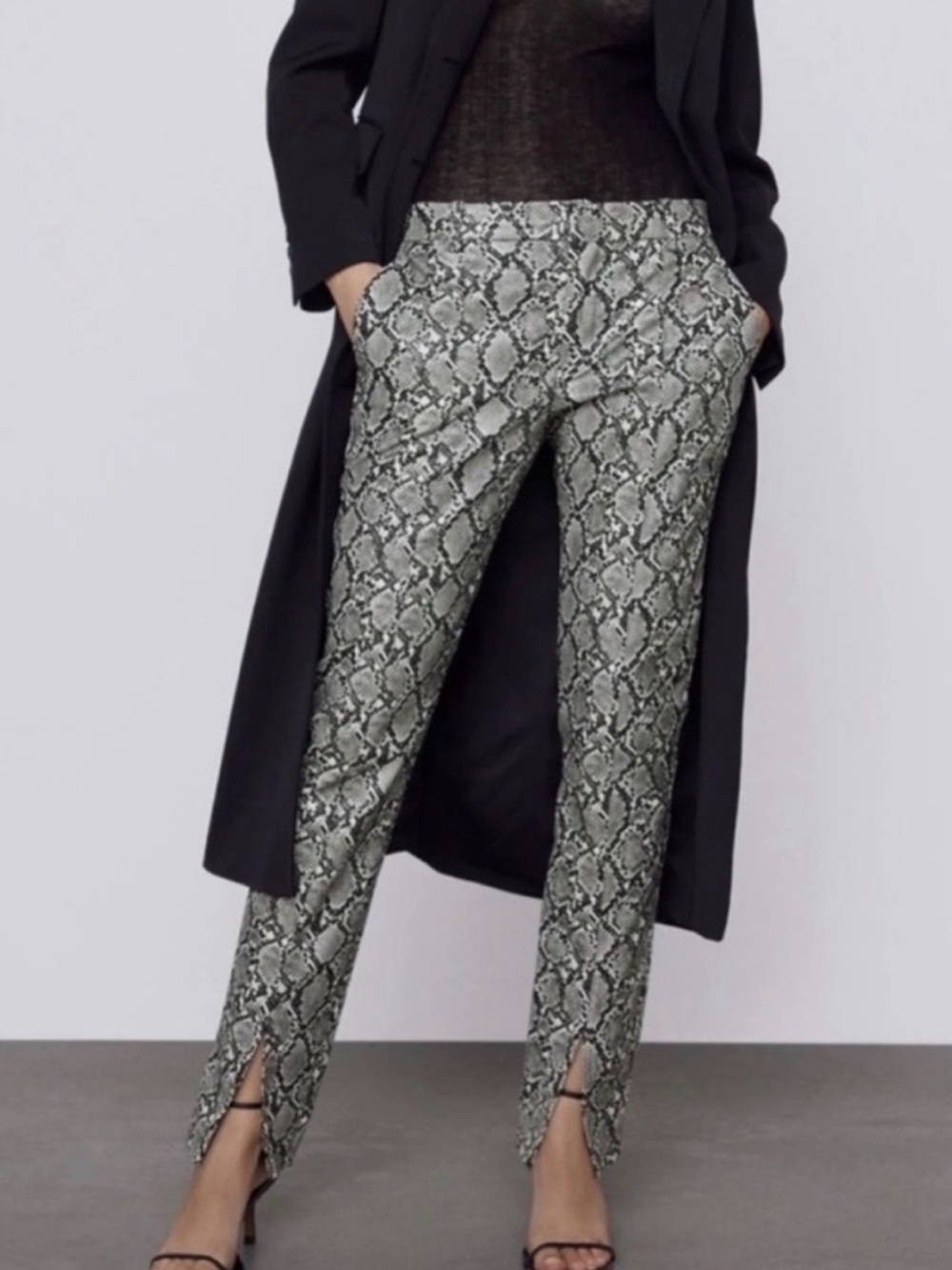 Snake Print Straight Leg Pants in Grey